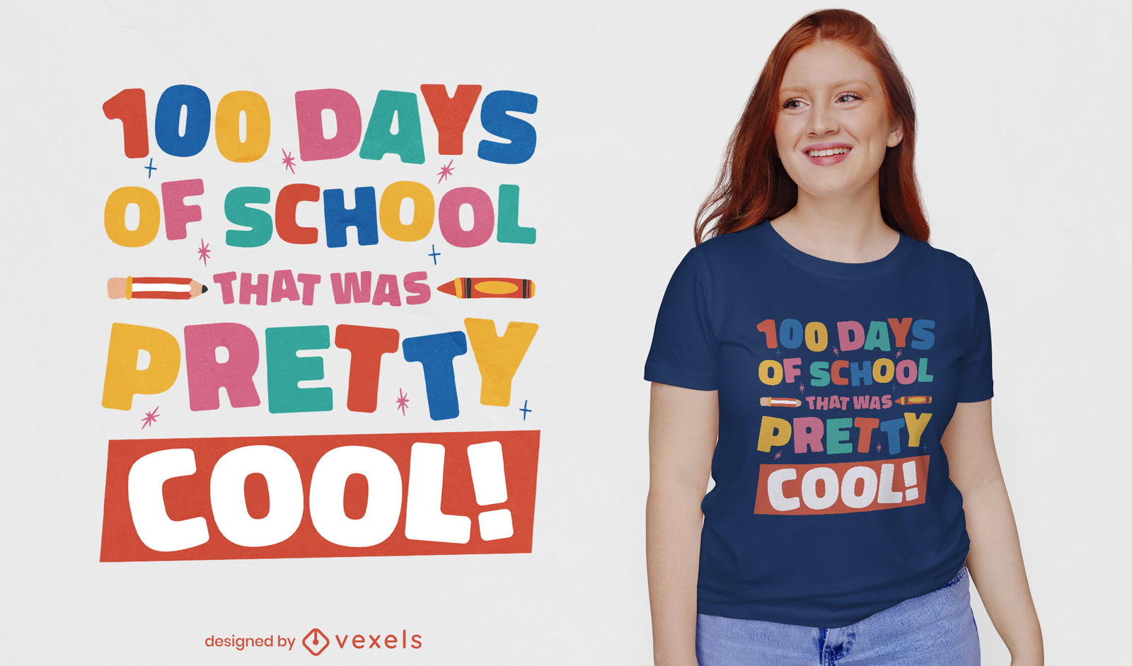 diseño de camiseta de cita de 100 días de escuela