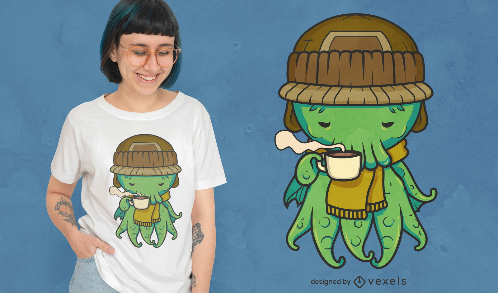 Lindo diseño de camiseta de chocolate caliente Cthulhu