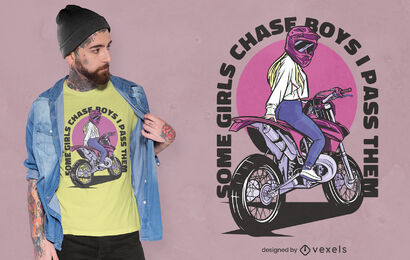 Mädchen mit Helm auf Motorrad-T-Shirt-Design