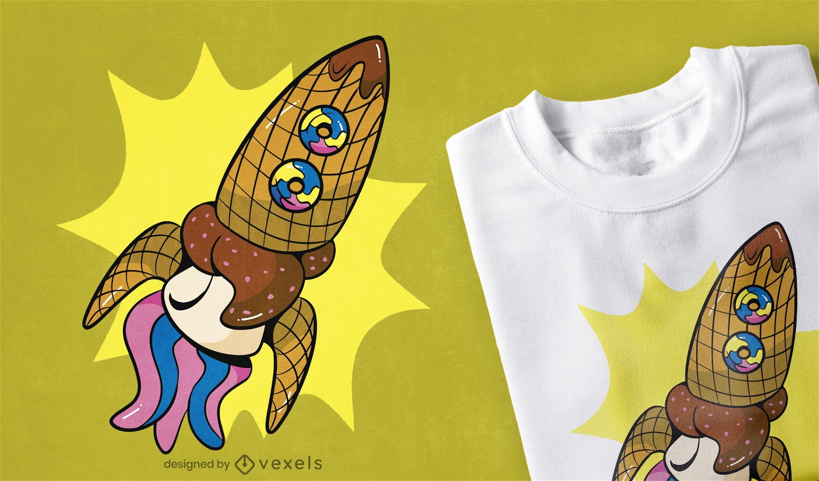 Süßes Süßigkeits-Weltraumraketen-T-Shirt-Design