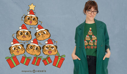Tiger christmas tree t-shirt design