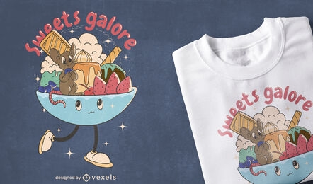 Design de t-shirt tigela de doces de sobremesa