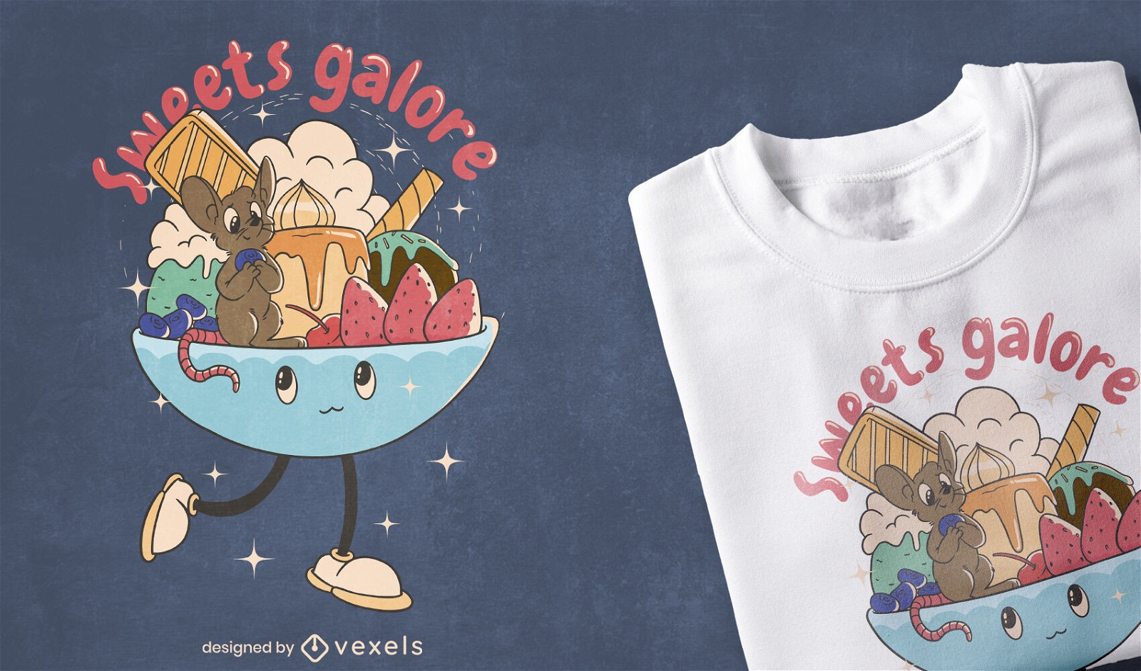 Design de t-shirt tigela de doces de sobremesa