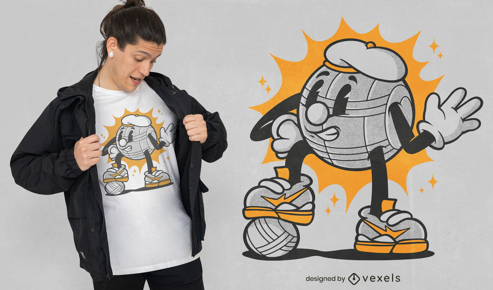 Petanque ball character t-shirt design