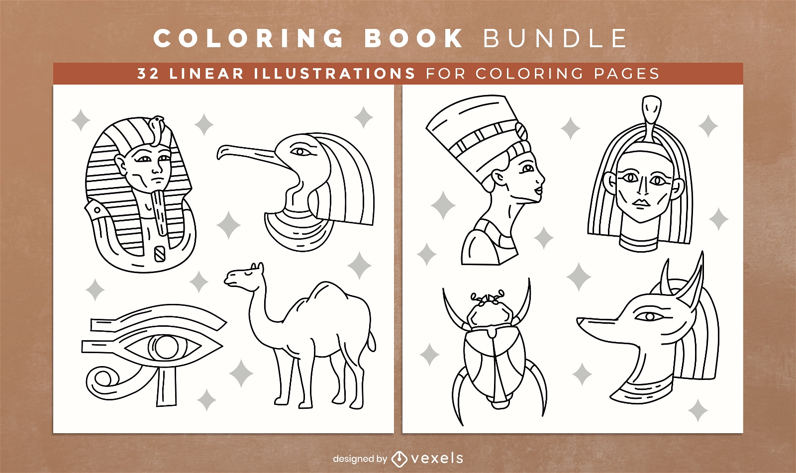 Egyptian characters Coloring Book Pages Design