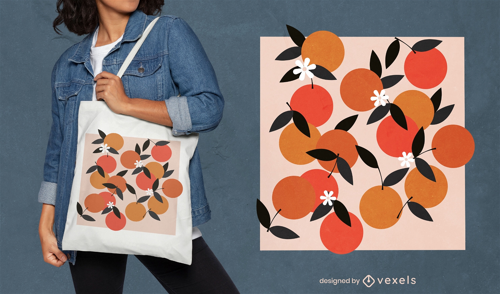 Design de sacola de laranjas de frutas