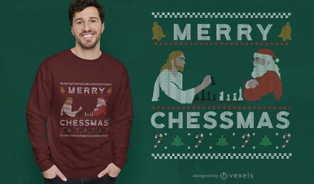 Diseño de camiseta de suéter feo feliz chessmas