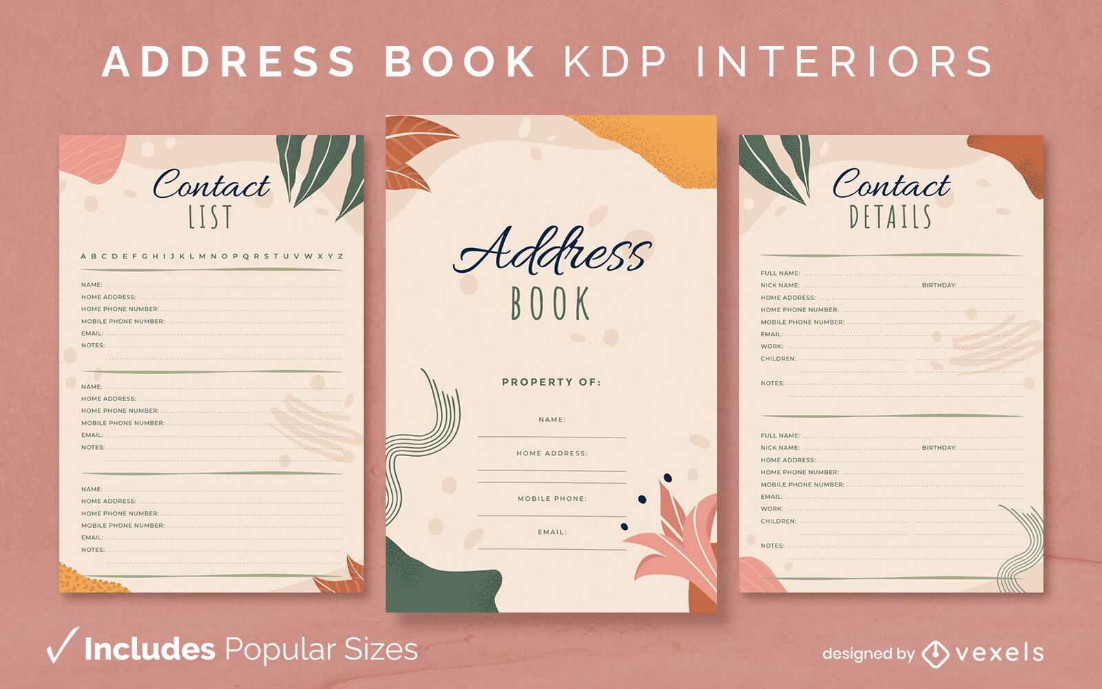 Address book Diary Design Template KDP