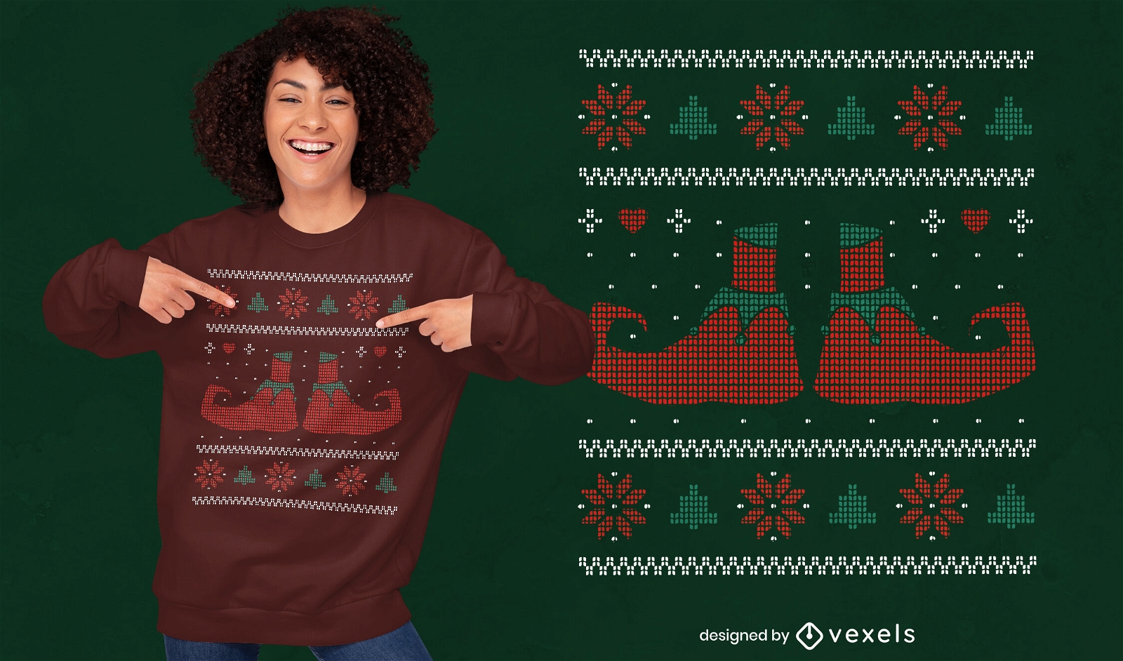 Ugly sweater christmas elf t-shirt design