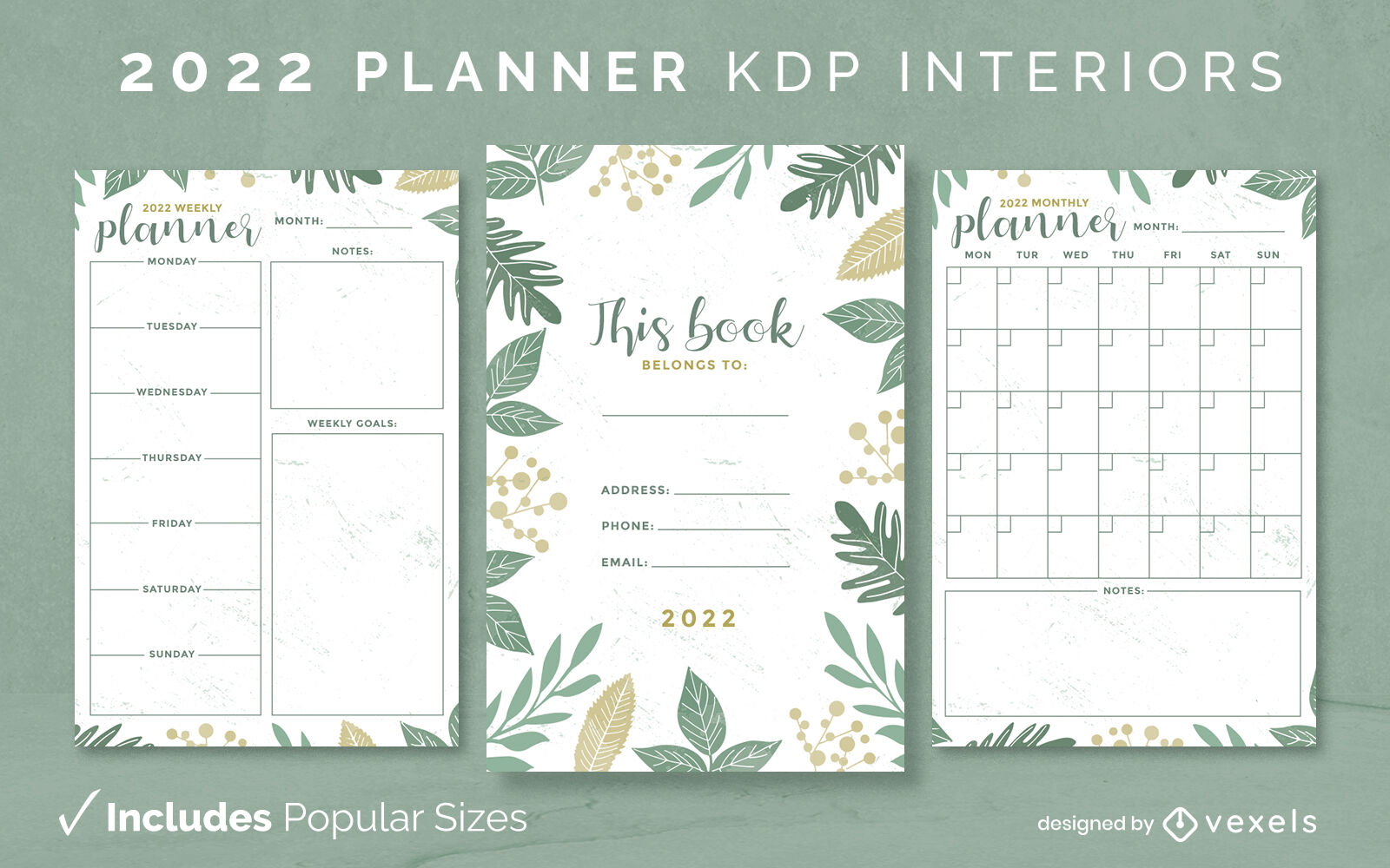 Modelo de diário do planejador de 2022 KDP interior