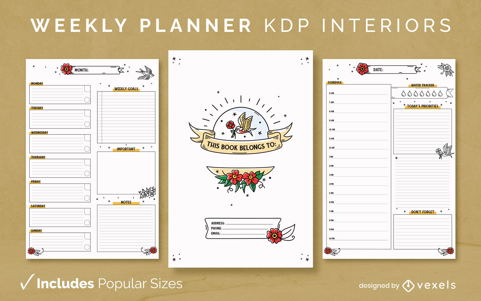 Planificador semanal Diseño de diario Modelo KDP