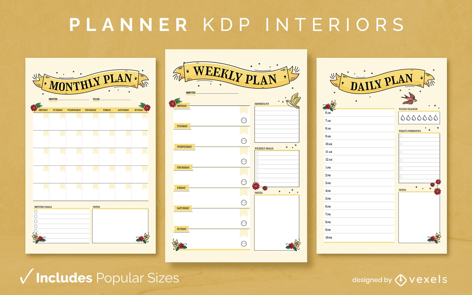 Weekly planner Diary Design Template KDP
