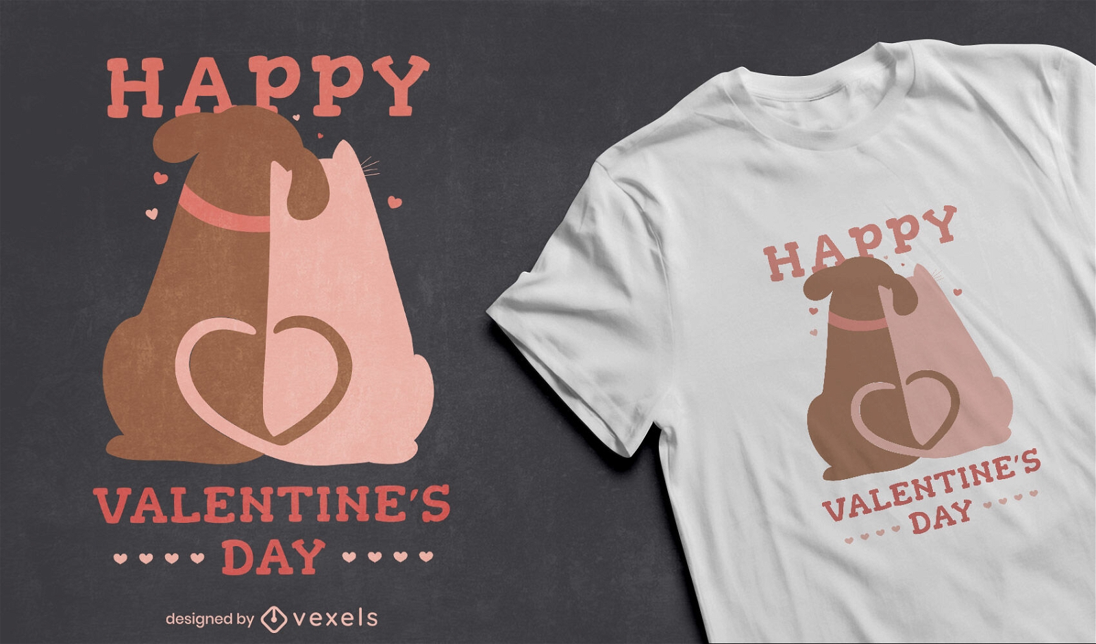 Feliz dia dos namorados com design de t-shirt de animais de estimação
