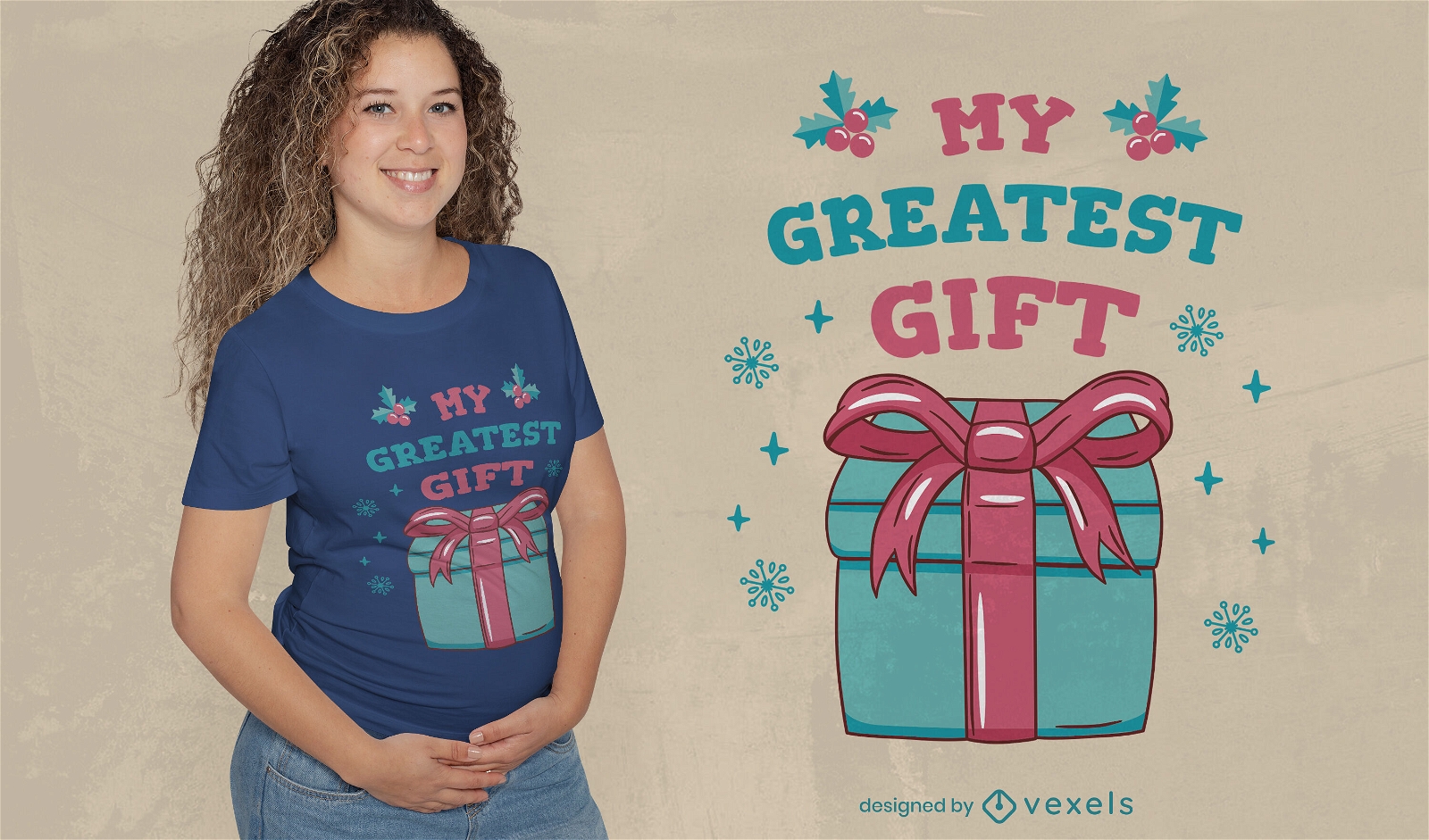 Pregnant mom christmas gift t-shirt design