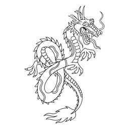 Tatuagem de traço de dragão tradicional Desenho PNG Transparent PNG