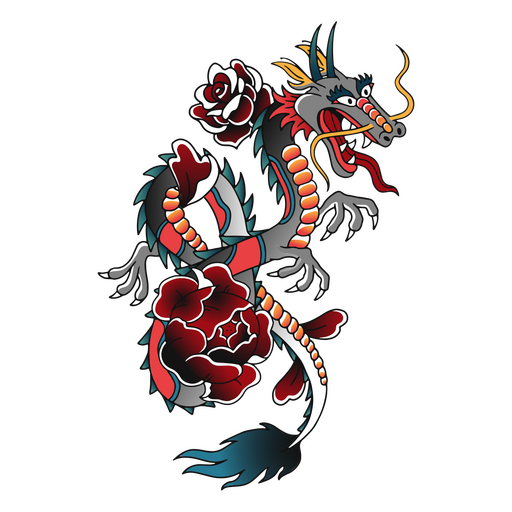 Dragón tatuaje tradicional Diseño PNG