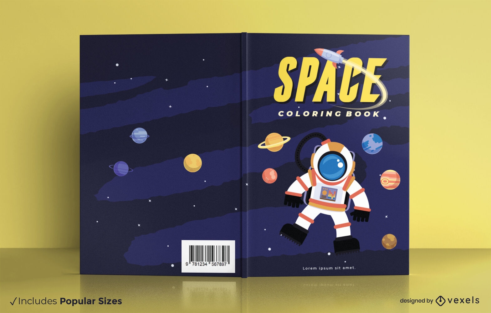 Astronauta en el dise?o de portada de libro espacial.