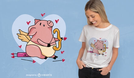 Design de t-shirt de porco Cupido