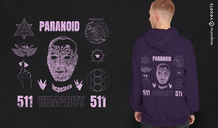 Paranoid humanity grunge psd t-shirt design