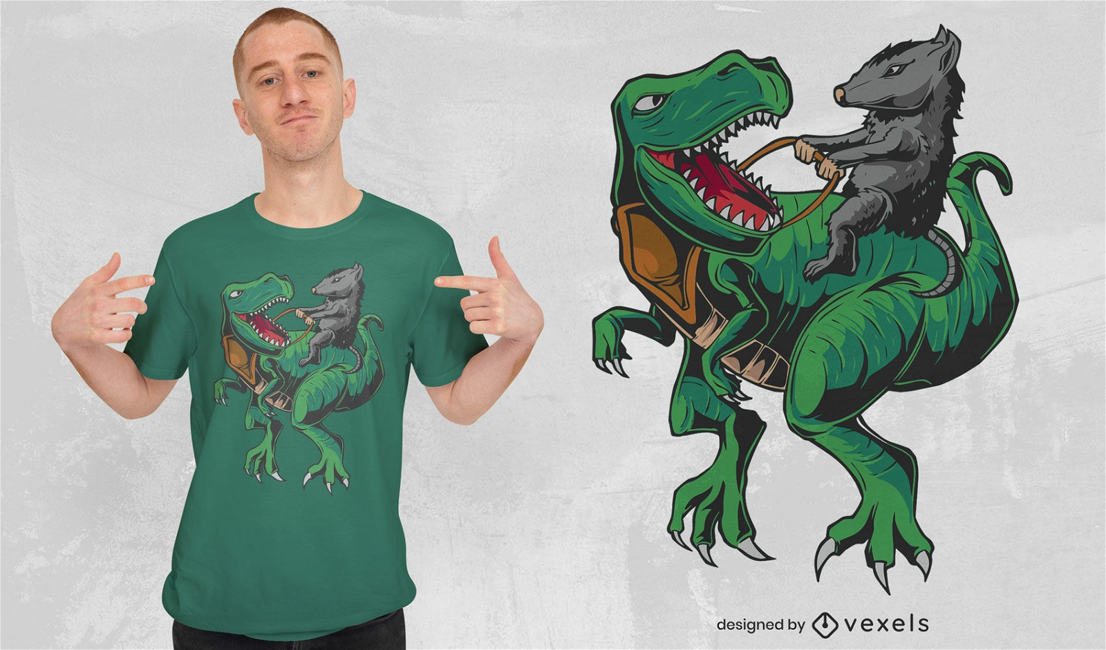 T-rex and opossum t-shirt design