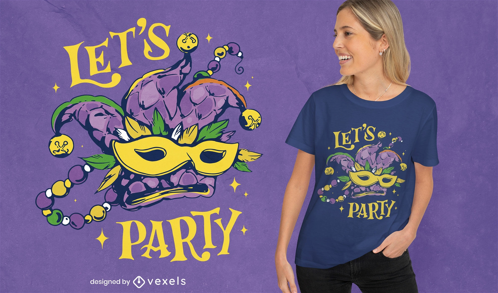 Design de camiseta com citações da festa de Mardi Gras