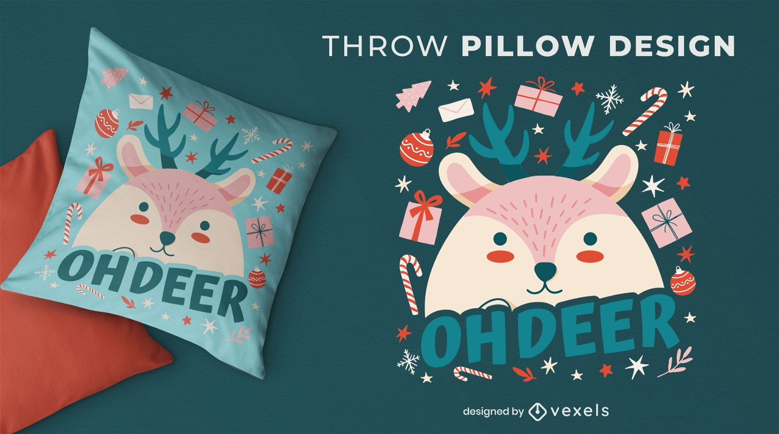 Funny baby deer throw pillow design
