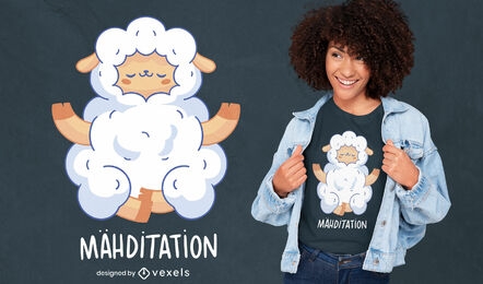 Design de t-shirt de meditação animal ovelha