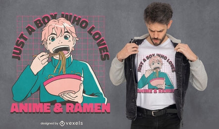 Anime boy eating ramen t-shirt design
