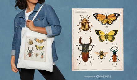 Watercolor butterfly insect tote bag design