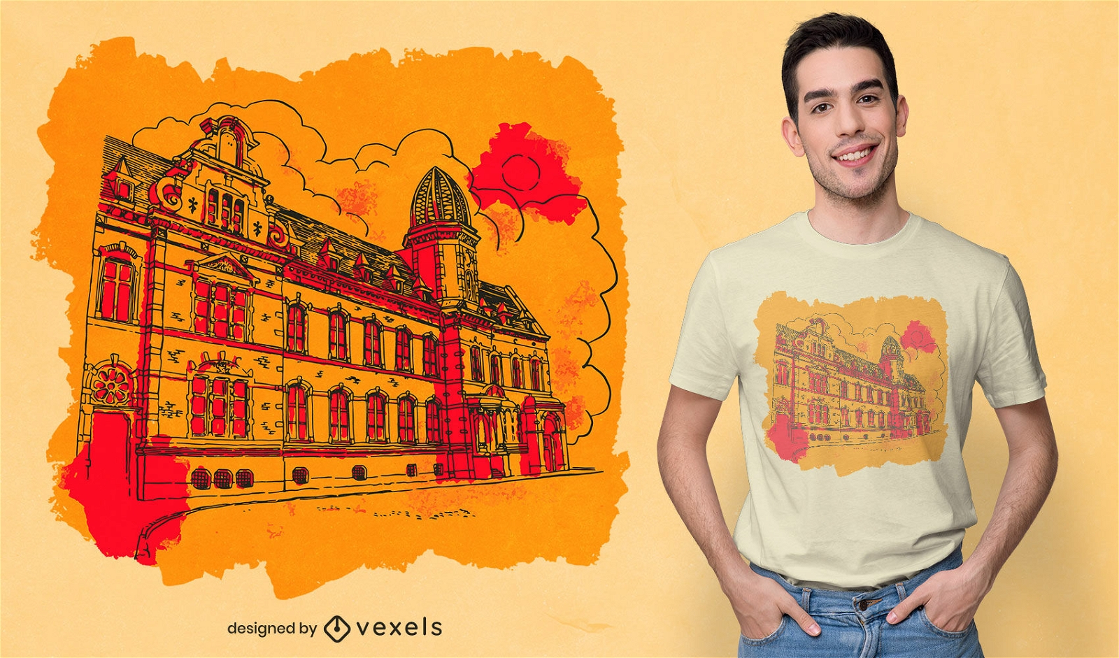 Historical building t-shirt design