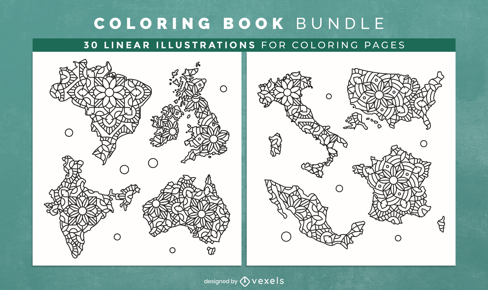 Mandala países Coloring Book Design Pages