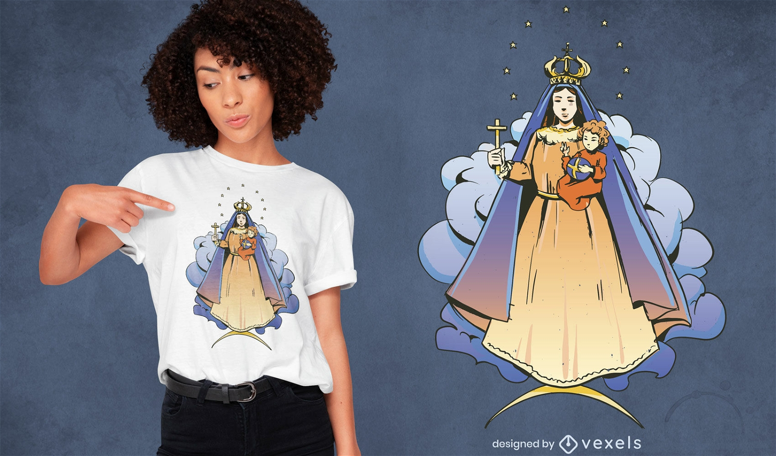Design de camisetas da Virgem Crist? da Caridade
