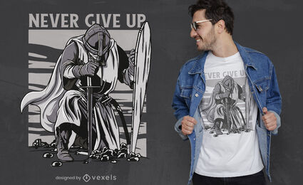 Desenho de t-shirt Knight Warrior ajoelhe-se