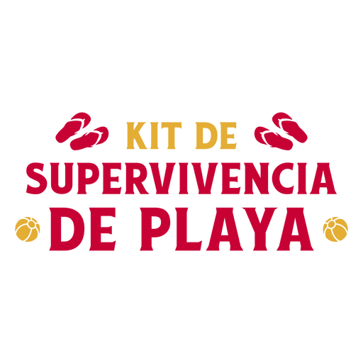 Beach kit survival flat spanish quote PNG Design