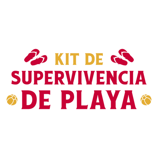 Kit de playa supervivencia cotización española plana Diseño PNG