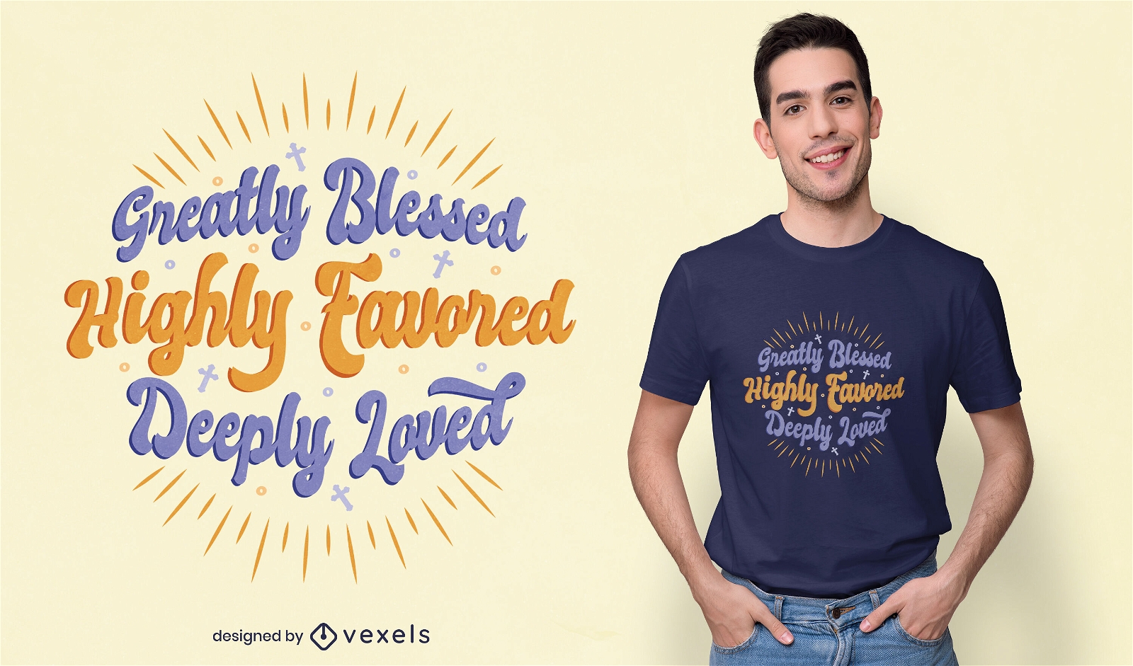 Christian blessed lettering t-shirt design
