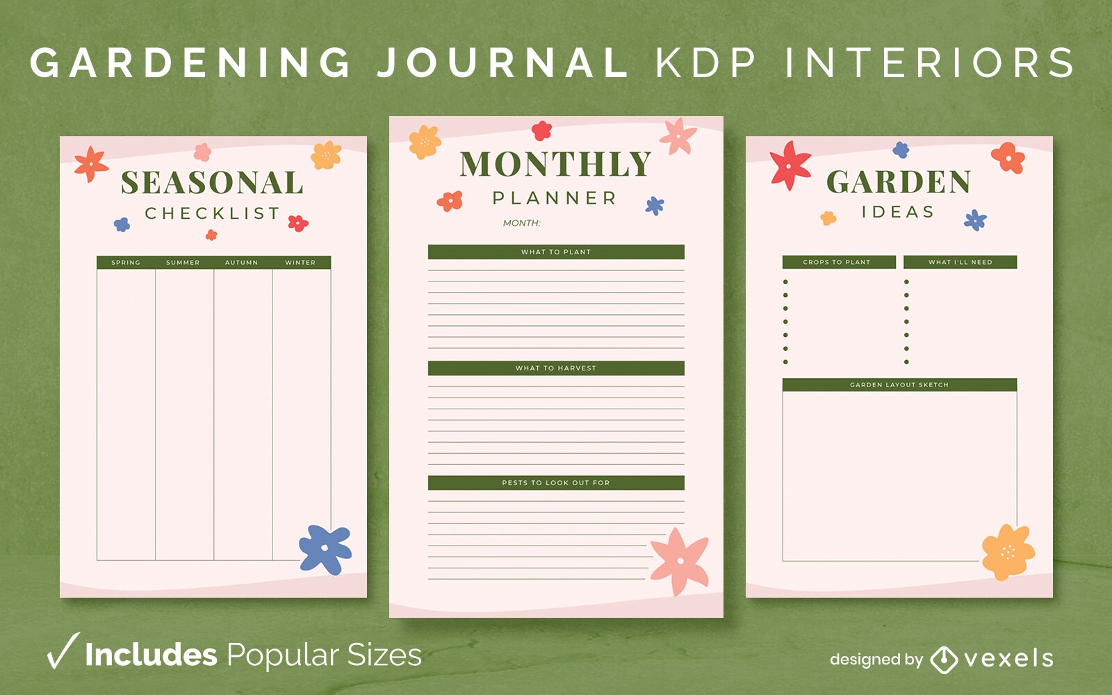Flower Journal Template KDP Interior Design