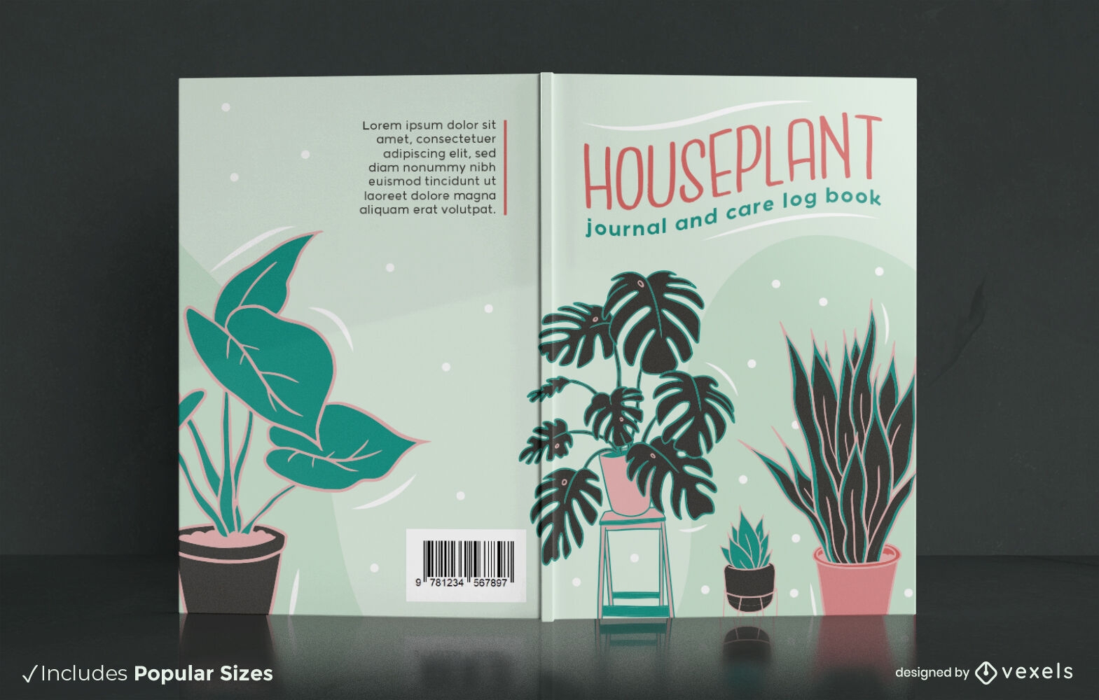 Houseplant journal book cover design