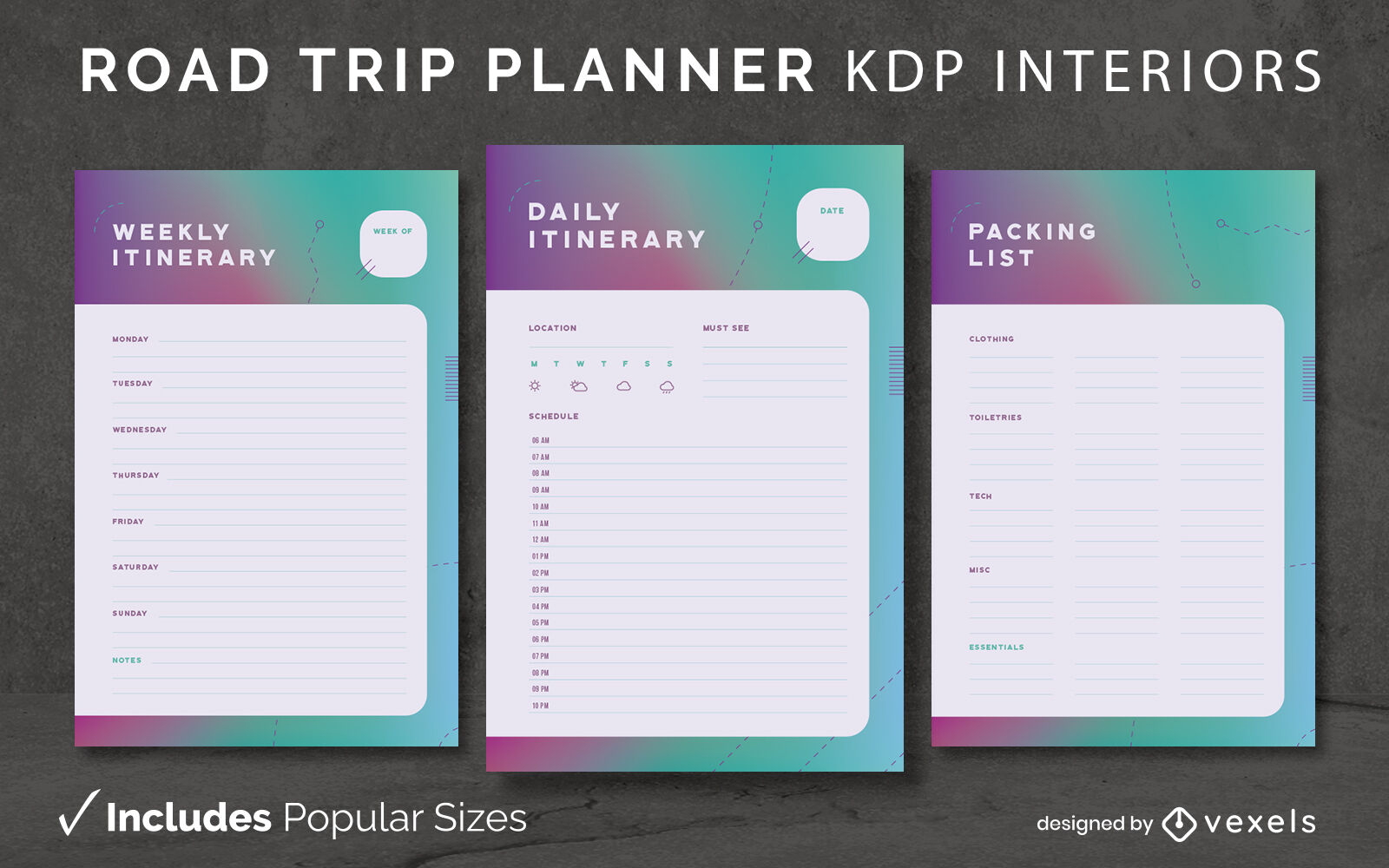 Road Trip Planner Design Template KDP Vector Download