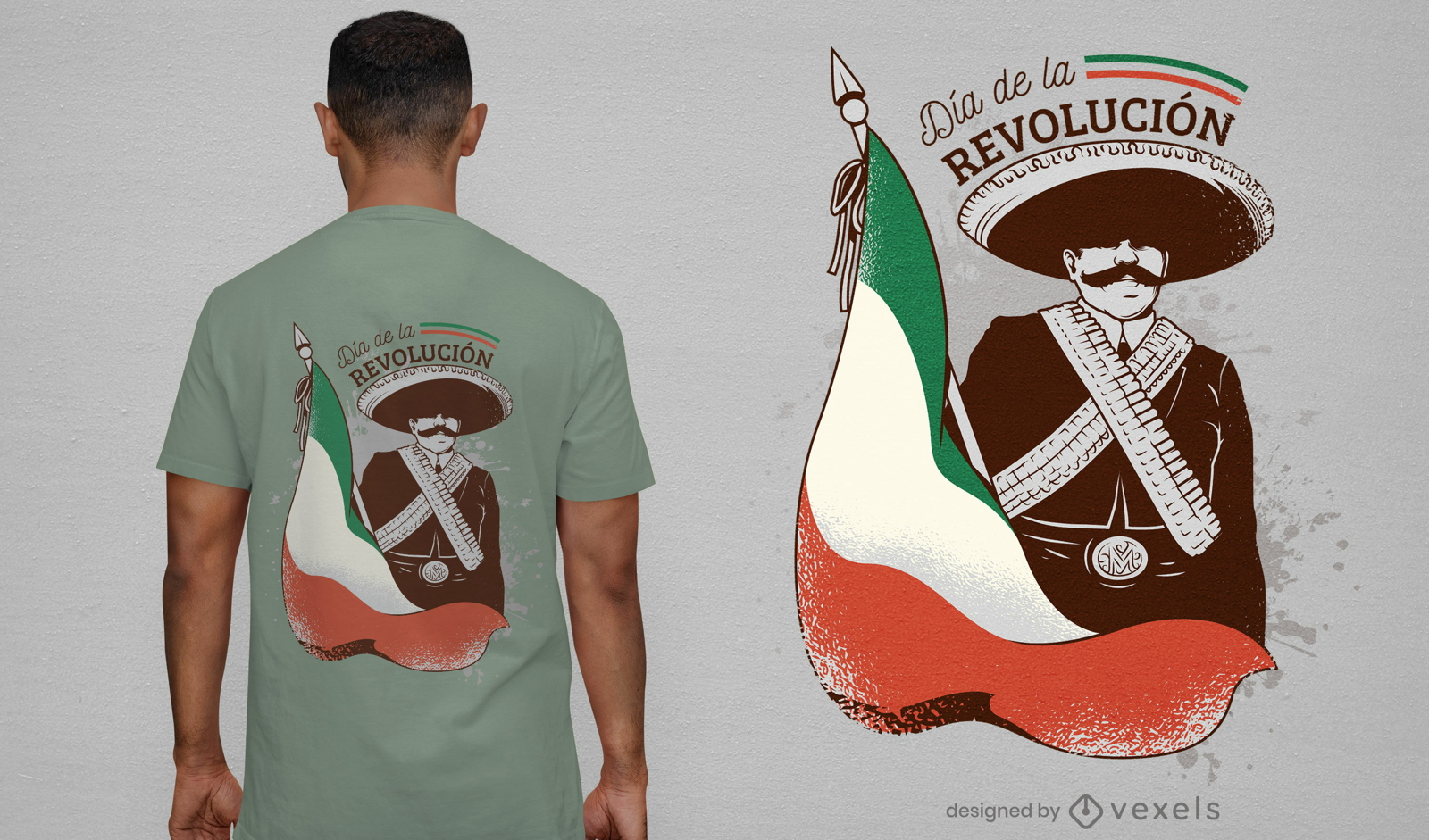Diseño de camiseta del día de la revolución mexicana.