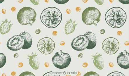 Diseño de patrón de kiwi y manzana