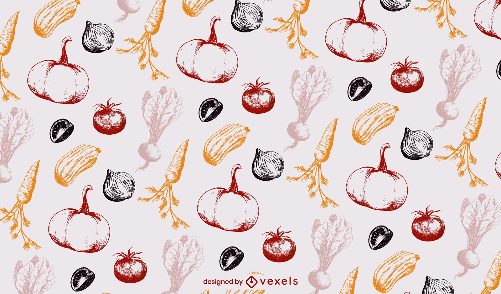 Hand drawn vegetables pattern design