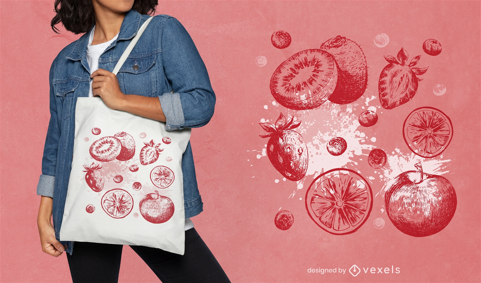 Design de sacola com frutas vermelhas