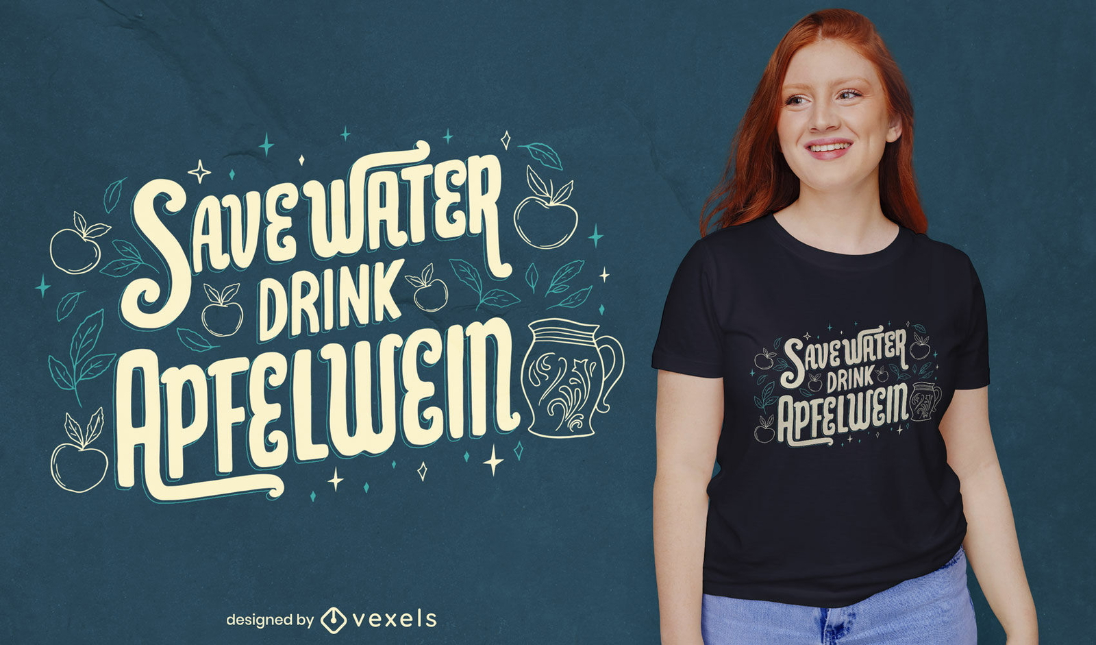 T-Shirt-Design mit Apfelwein-Getränk-Schriftzug