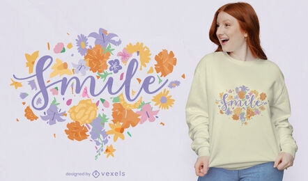 Diseño de camiseta floral Smile