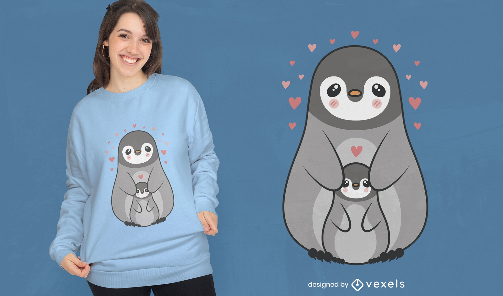 Design de t-shirt mãe pinguim