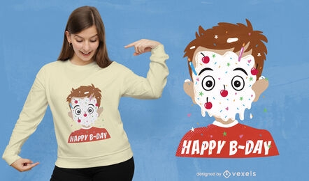 Birthday cake face t-shirt design