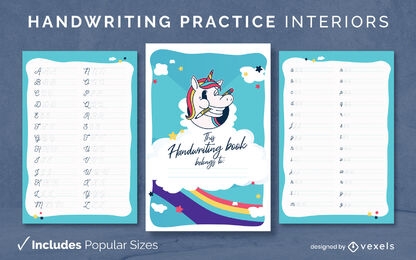 Handwriting practice journal design template KDP