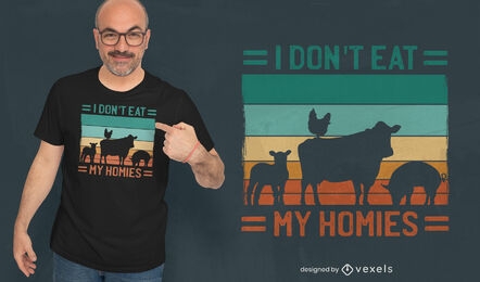 Não coma meus manos, design de camiseta vegana