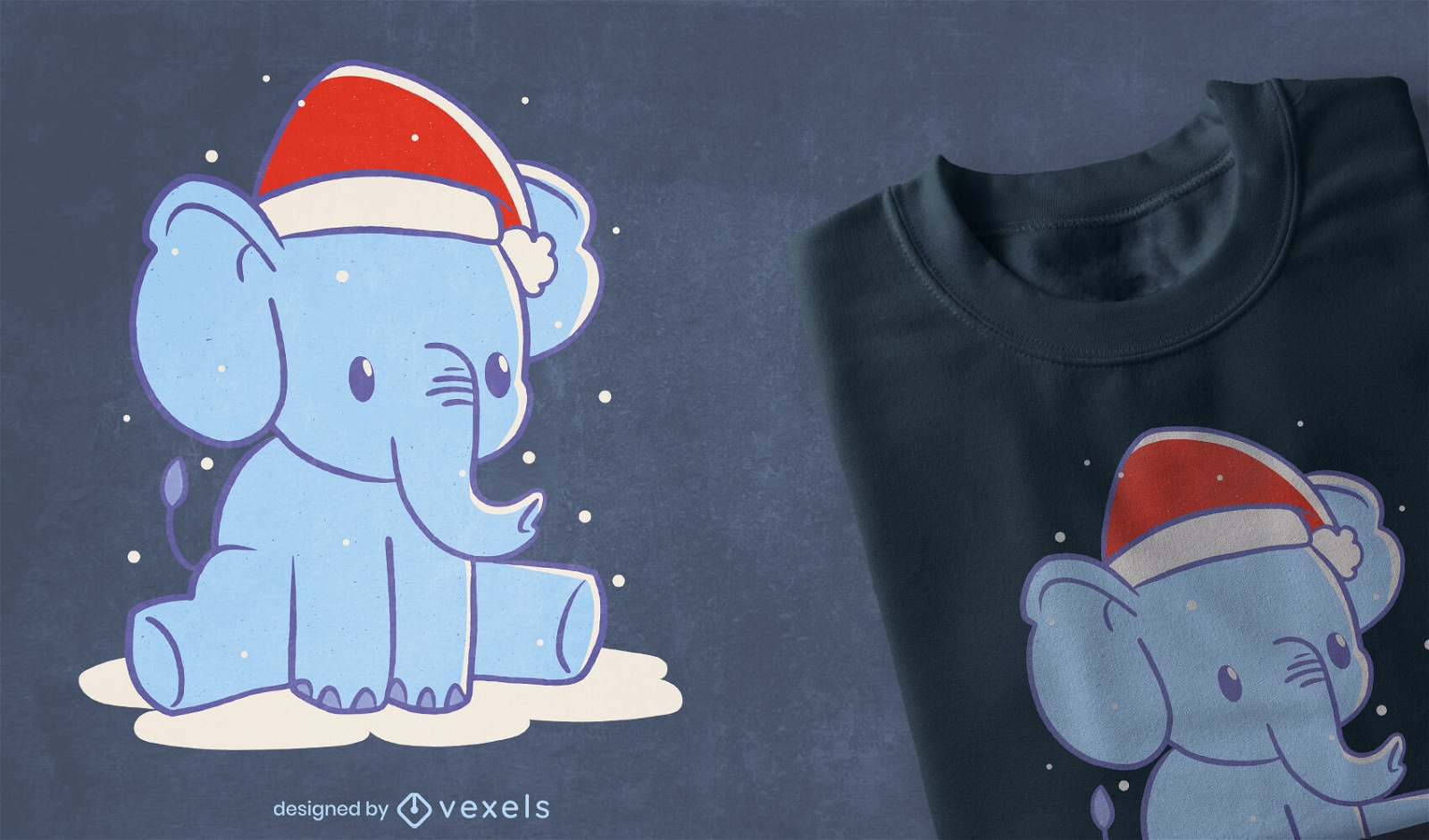 Cute Christmas elephant t-shirt design
